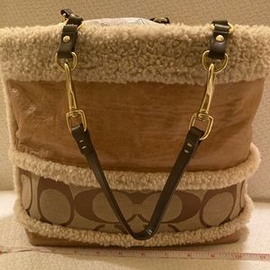Coach shearling tote bag